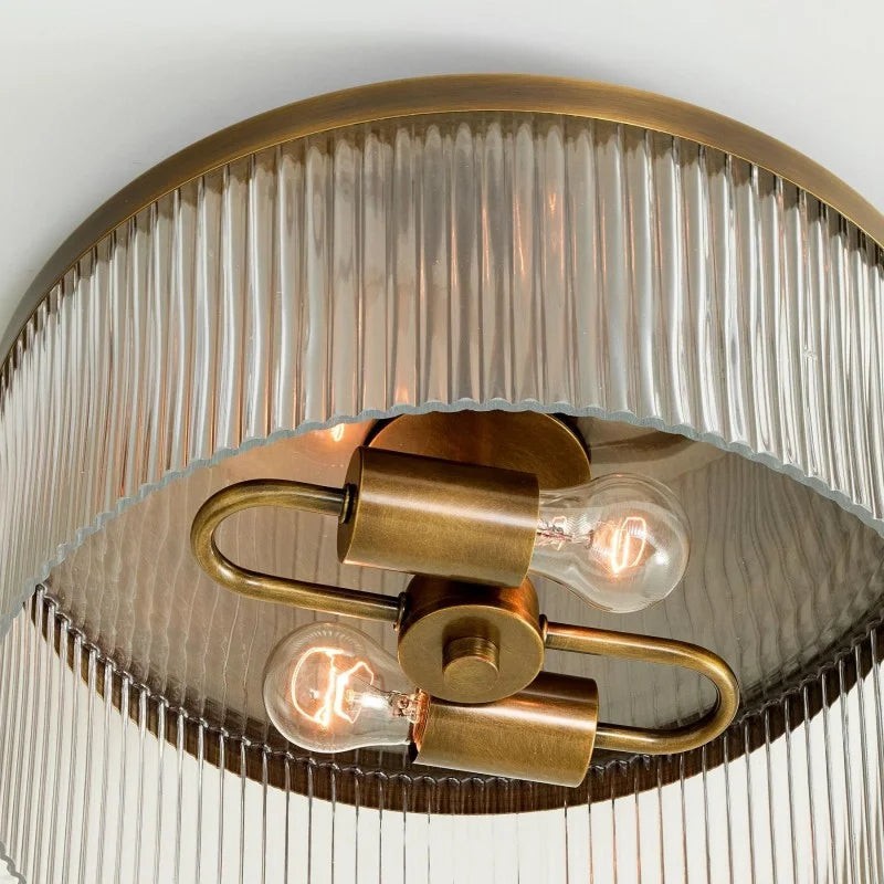 Bravira Copper Ribbed Glass Flush Mount Ceiling Lamp K837