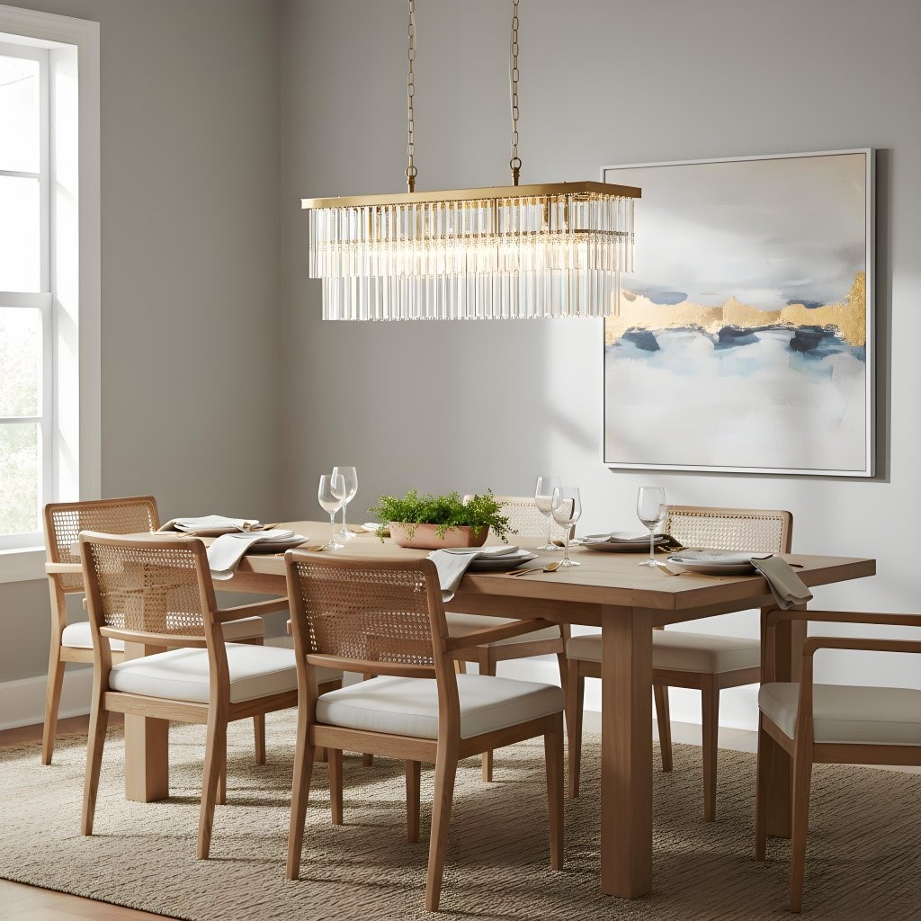 Vitralon Linear Pendant Lamp - Diamond-Shaped Glass Lampshade K1912