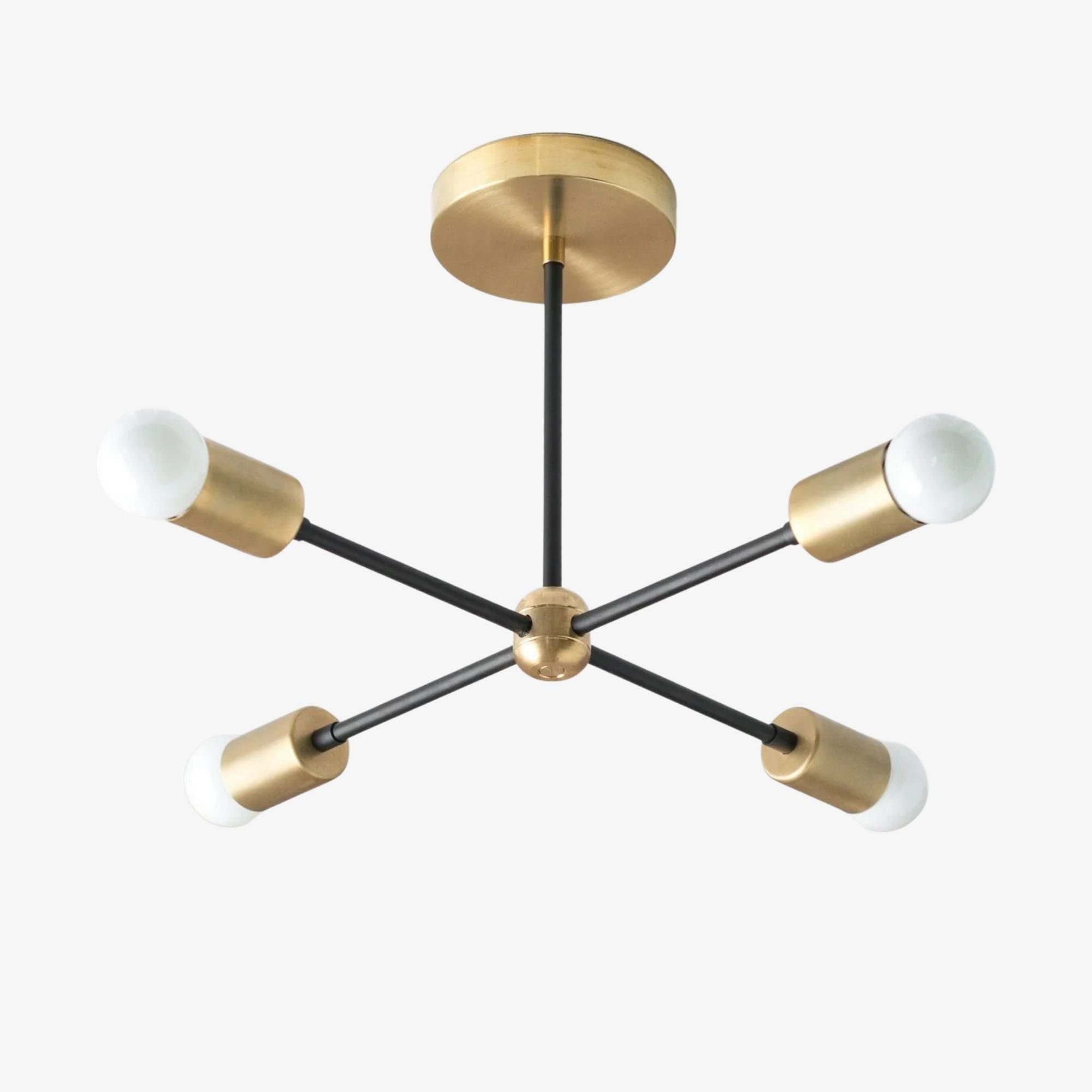 Mobilux Line Mid Century Gold Sputnik Chandelier - Geometric Brass Fixture K1445