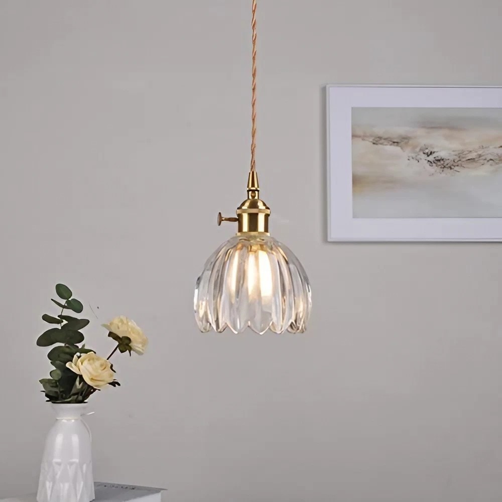 Vintage Glass Flower Pendant Light K18