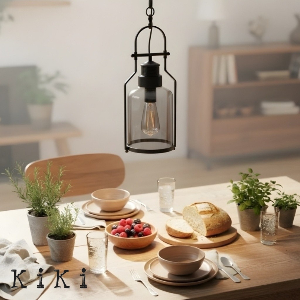 Lirra Retro Glass and Metal Hanging Lamp - Industrial Design for Dining K2234