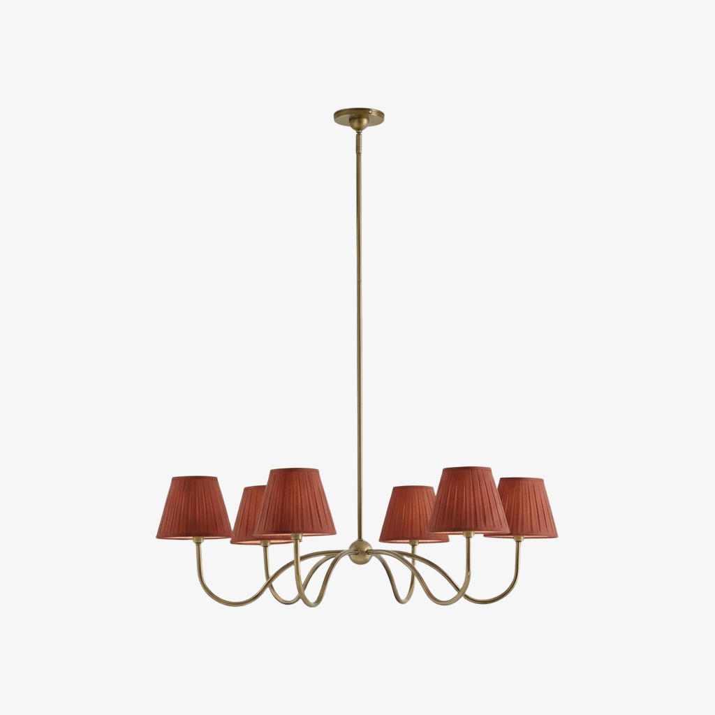 Luvora Round Pleated Shade Chandelier – Elegant Iron & Fabric Lighting for Dining & Living K1305