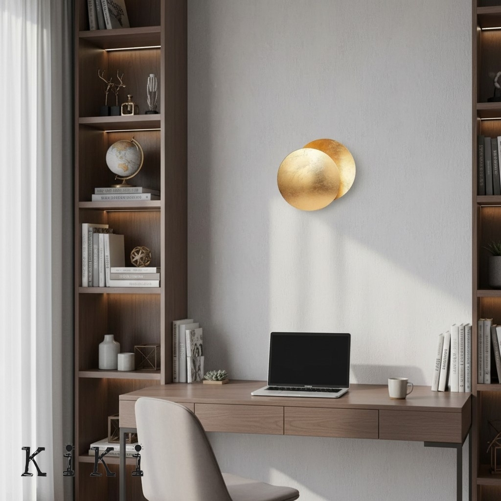 Elegant Round Lederam Wall Lamp - Modern Metallic Wall Light for Living Room
