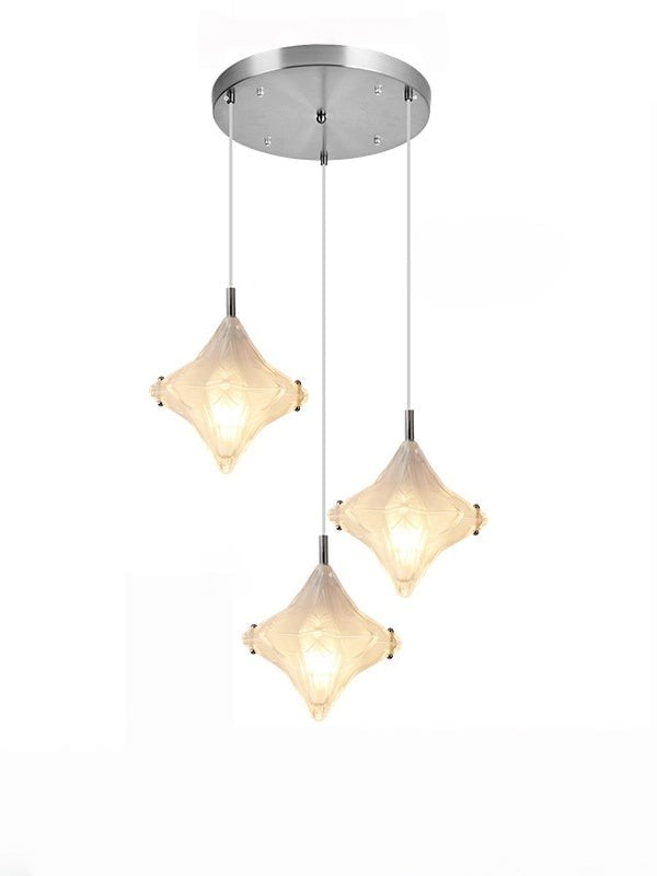 Art Deco Star Staircase Pendant Light - Frosted Glass Hanging Fixture - Astris Altair K1563