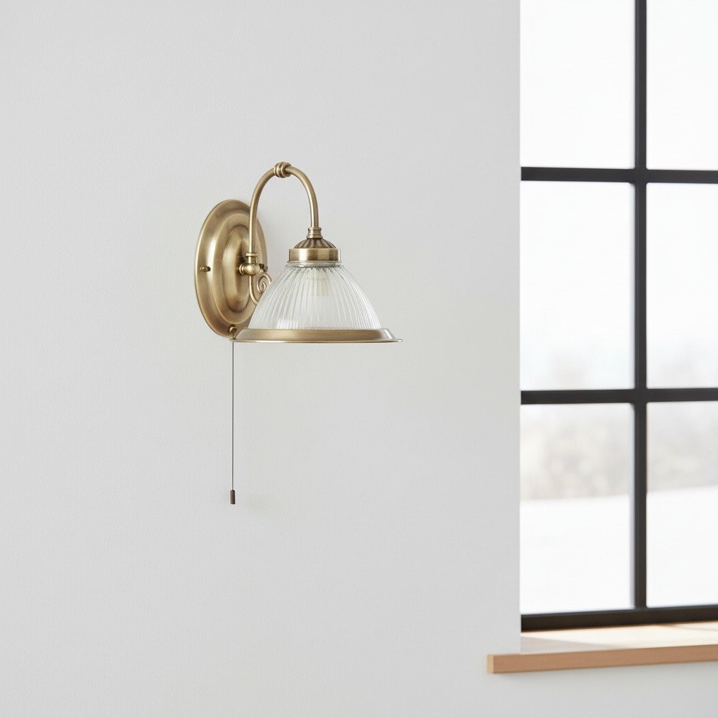 TF Vintora Ribbed Glass Wall Lamp - Industrial Bell Shape for Diner and Hallway K1975