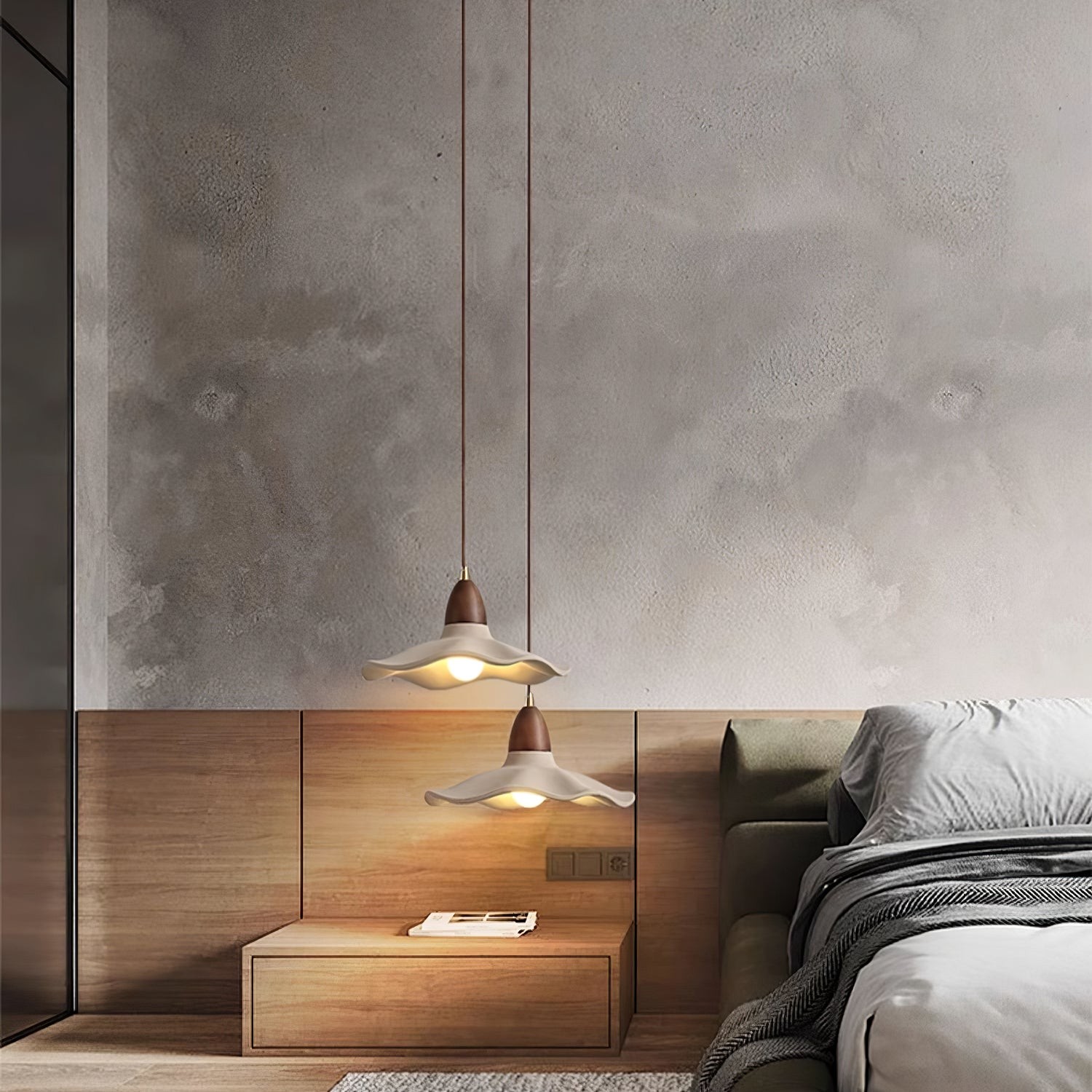 Japanese Wabi-Sabi Style Cement Wave Pendant Lamp K309