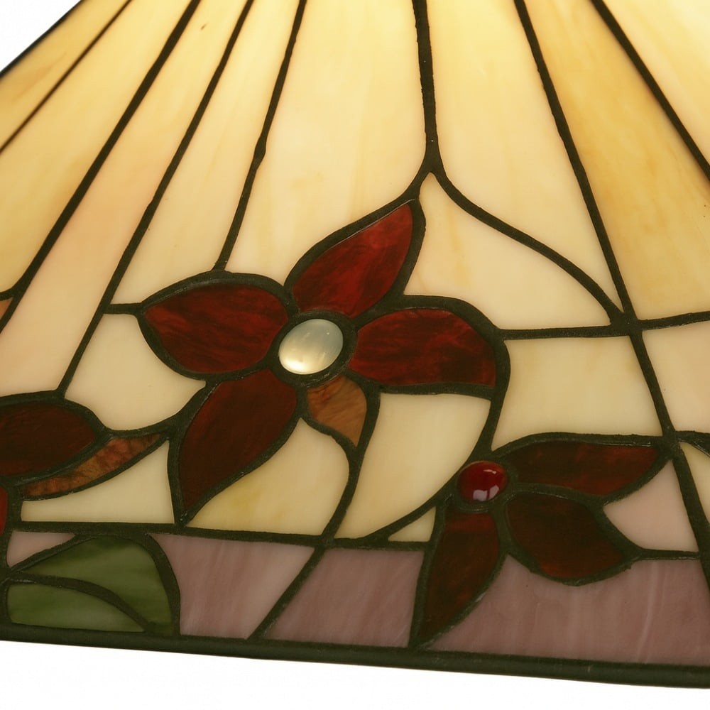 TF Camillo Classic Patterned Pendant Light - Stained Glass Lamp for Bedroom or Hallway K1776
