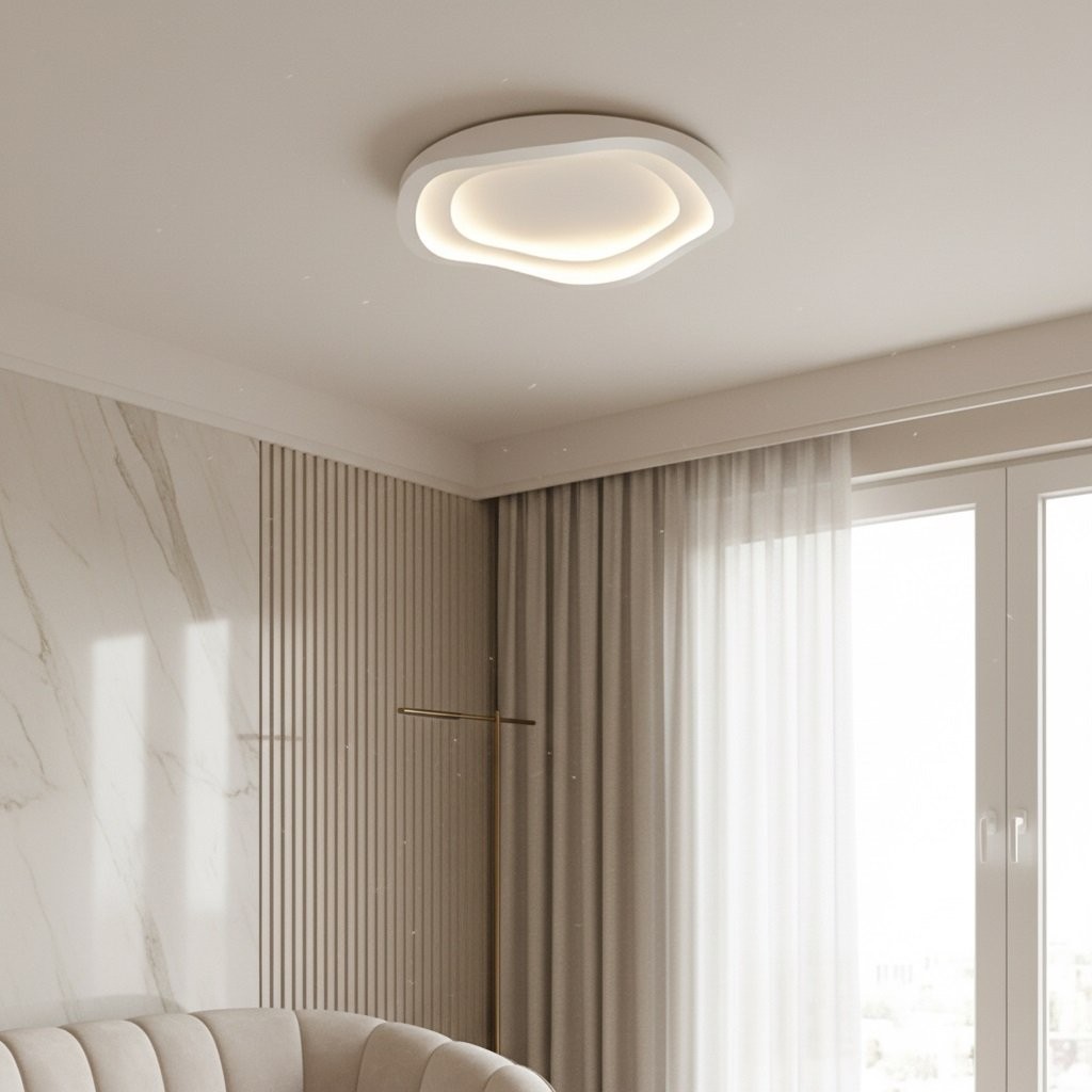 Aeris Elionis Ripple Pattern LED Ceiling Light - Minimalist Iron & Acrylic Flush Mount for Living Room K1770