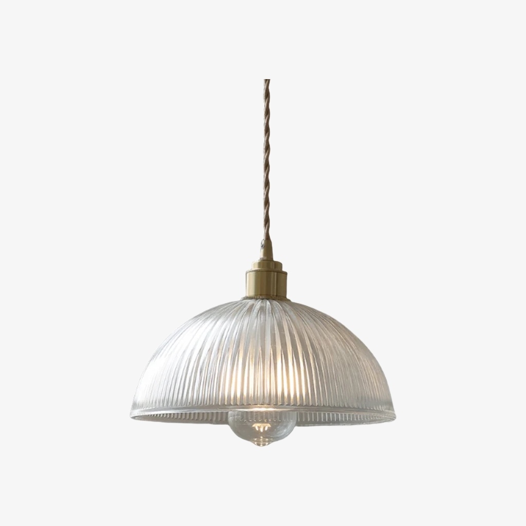 Ribilux Ribbed Pendant Light - Vintage Glass and Metal for Kitchen and Dining Room K2280