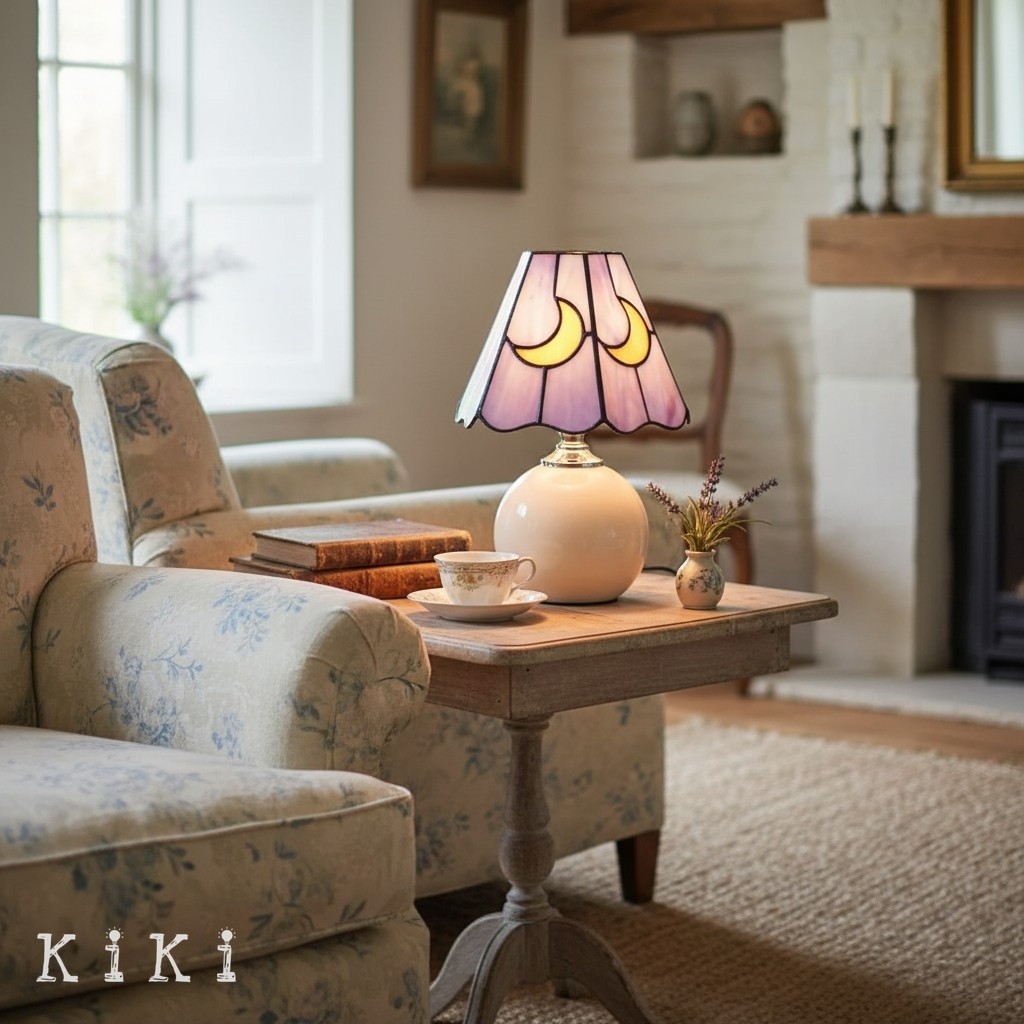 Stellum Artistic Mushroom Table Lamp - Stained Glass Lamp for Bedroom or Living Room K2129