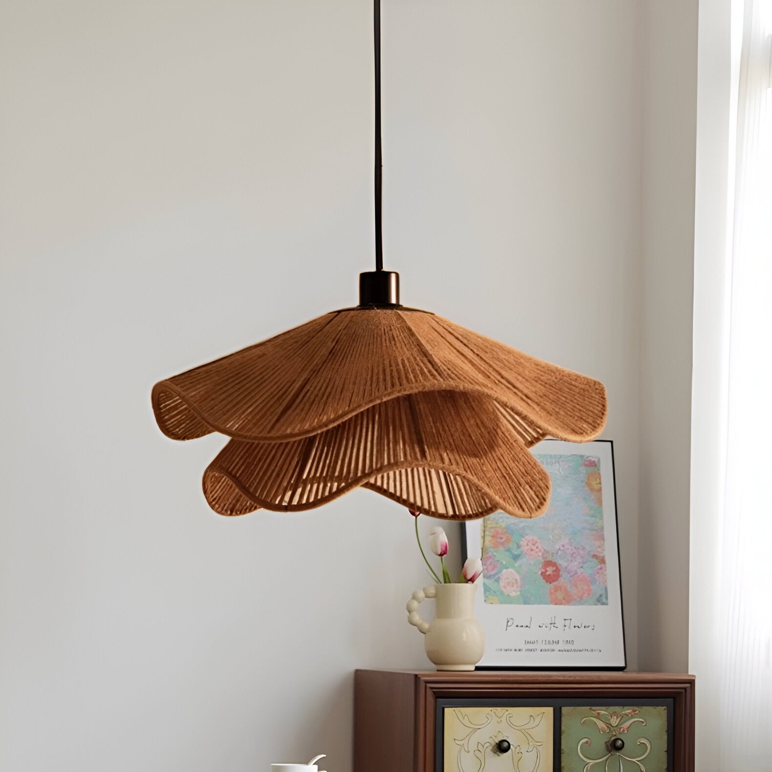 Cape Points Boho Natural Jute Fiber Pendant Light D838