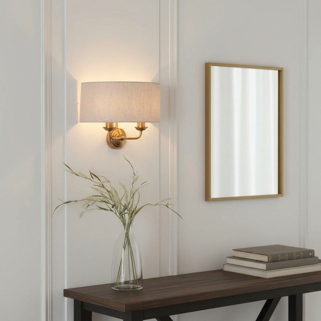 Tela Refined Metal and Fabric Wall Lamp - Timeless Style Wall Sconce for Hallway or Entryway K1796