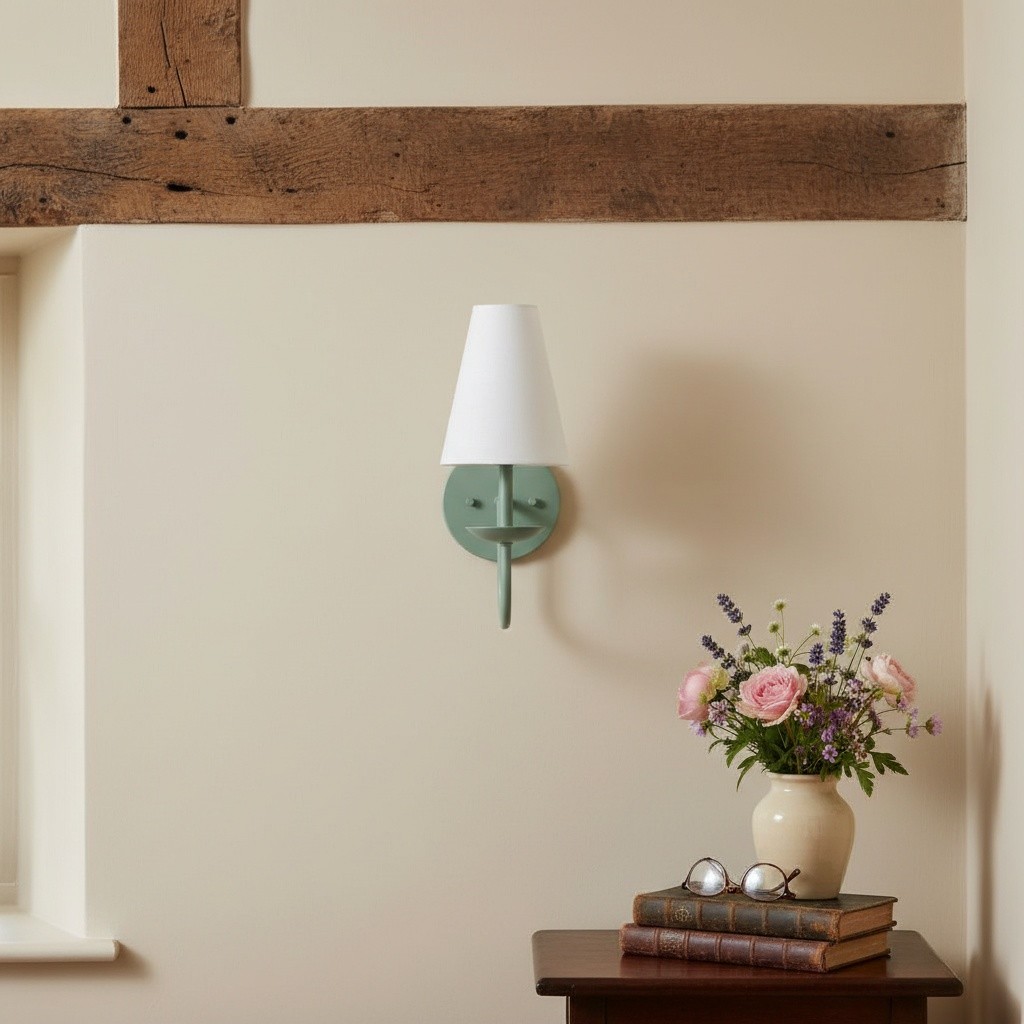 Curva Metal White Linen Sconce - Classic Brass Wall Light for Bedrooms K1541