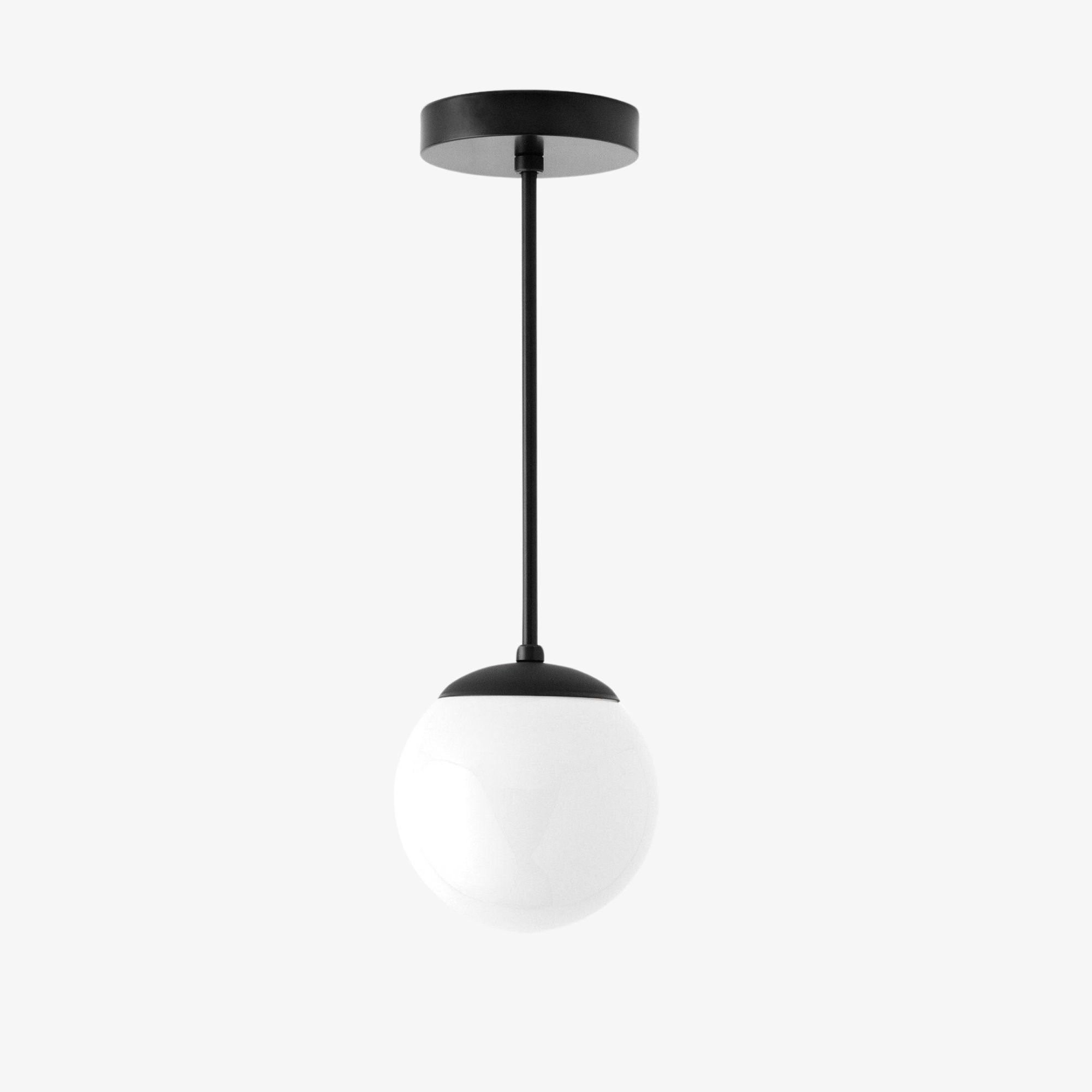 Glorica Glass White Globe Pendant Light - Mid Century Modern Glass Hanging Fixture K1450