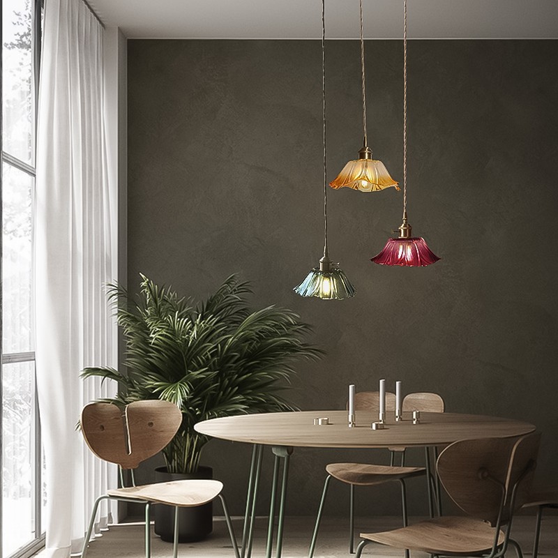 Lotus Retro Glass Pendant Light For Kitchen