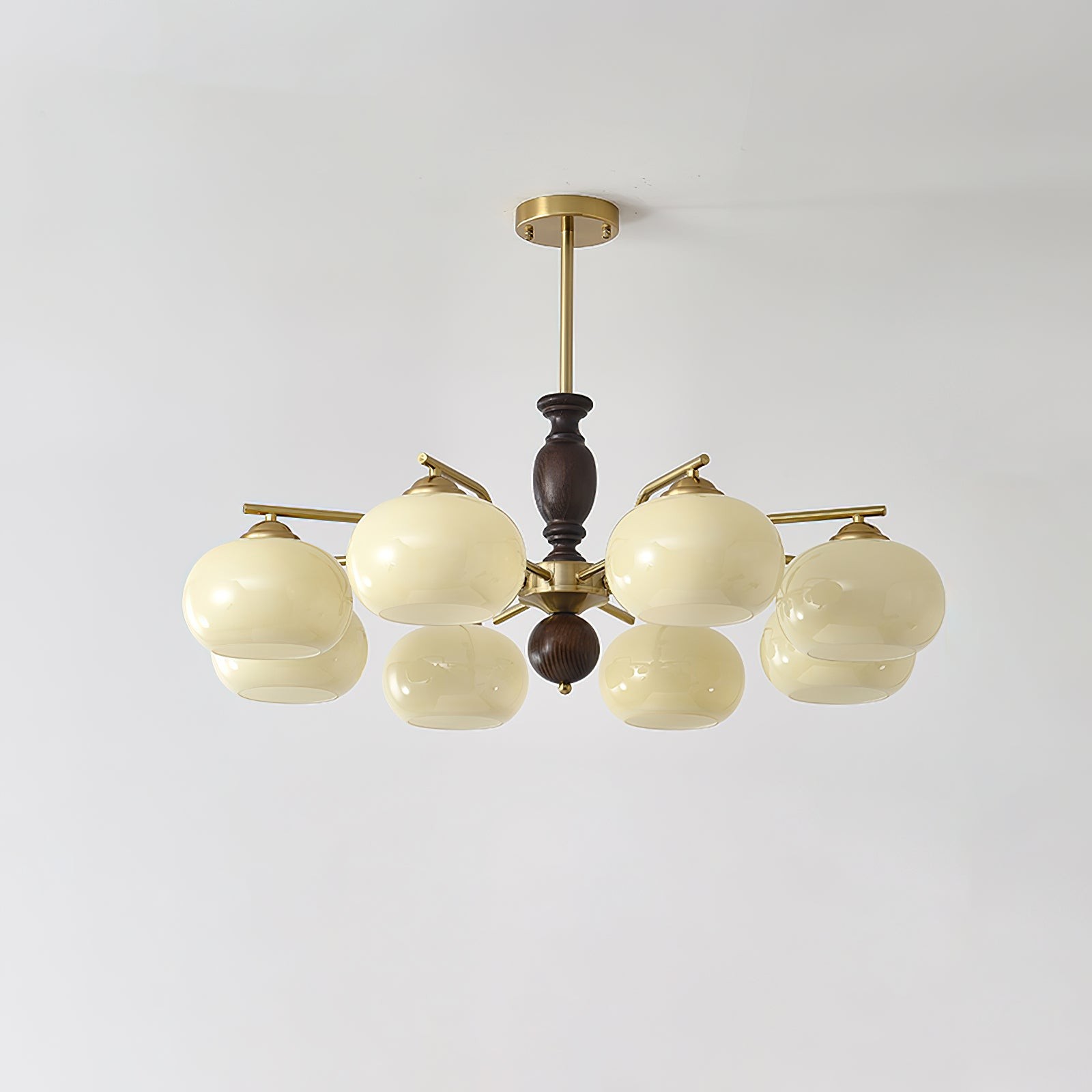 Medieval Style Walnut Beige Orb Chandelier K763