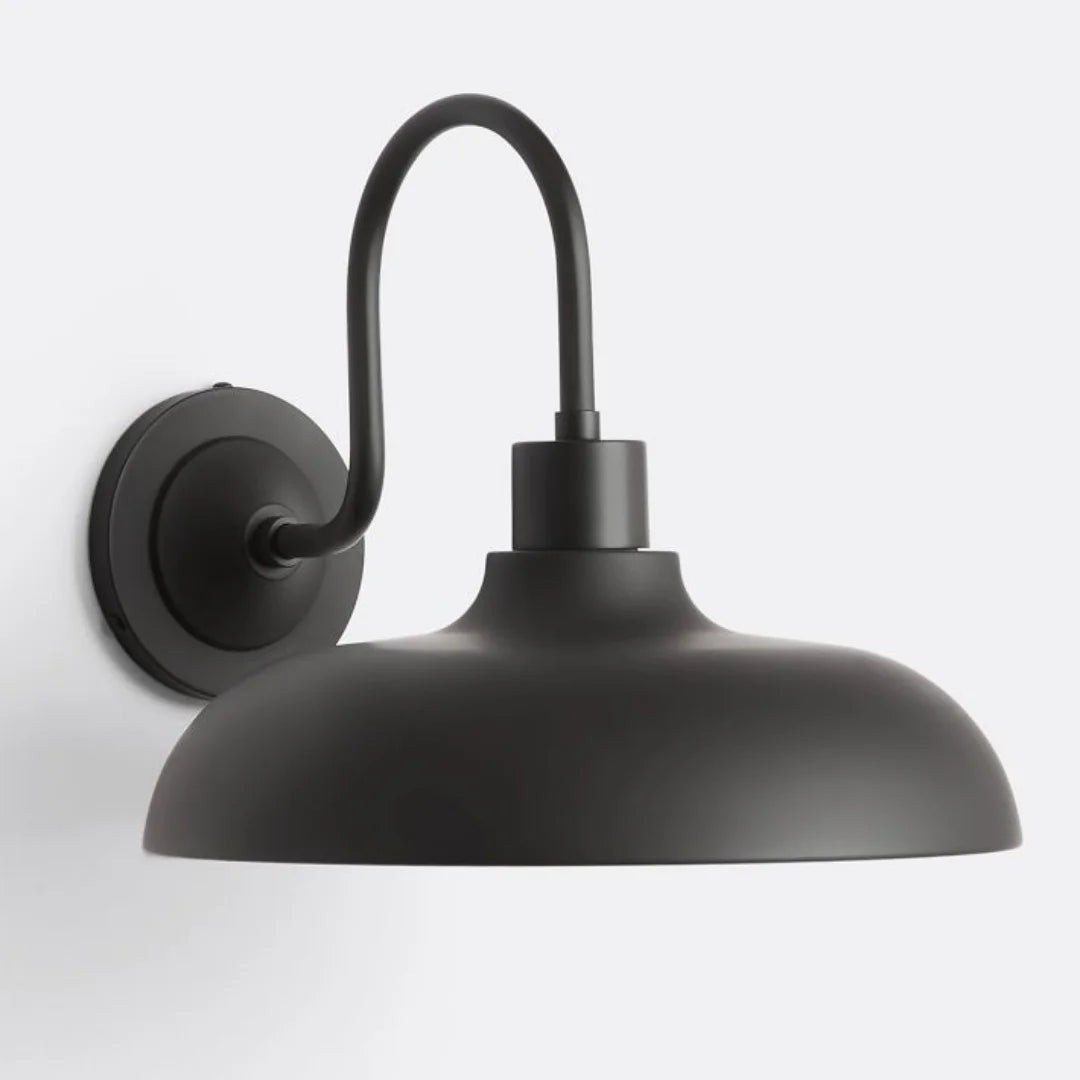 Velara Industrial Metal Rustic Dome Wall Sconce - Classic Curved Outdoor Wall Light for Porch and Patio K2249