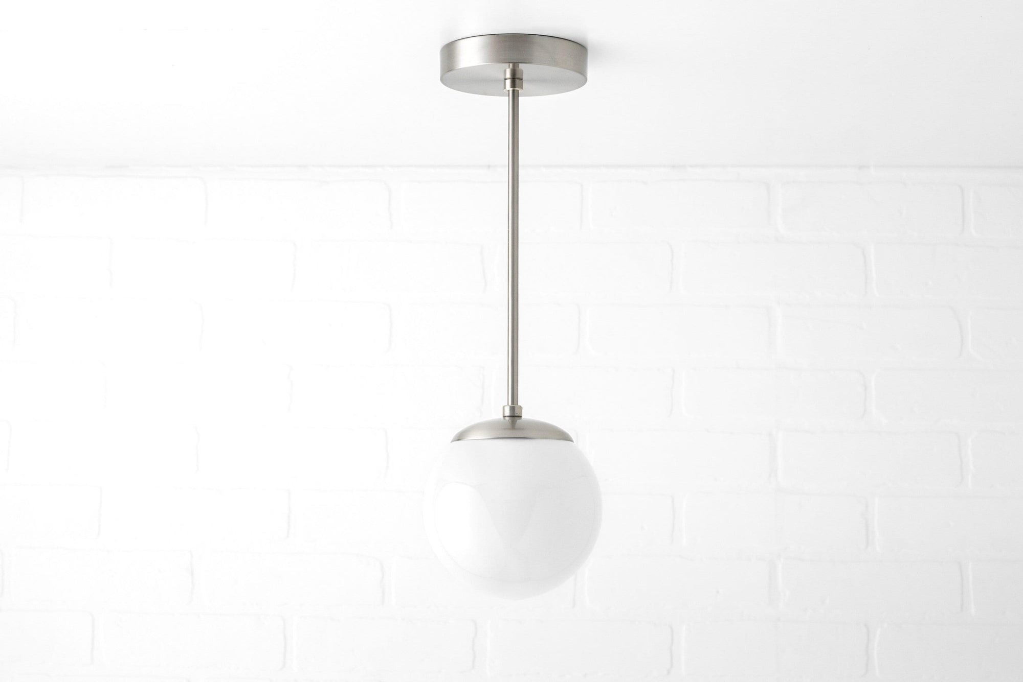Glorica Glass White Globe Pendant Light - Mid Century Modern Glass Hanging Fixture K1450