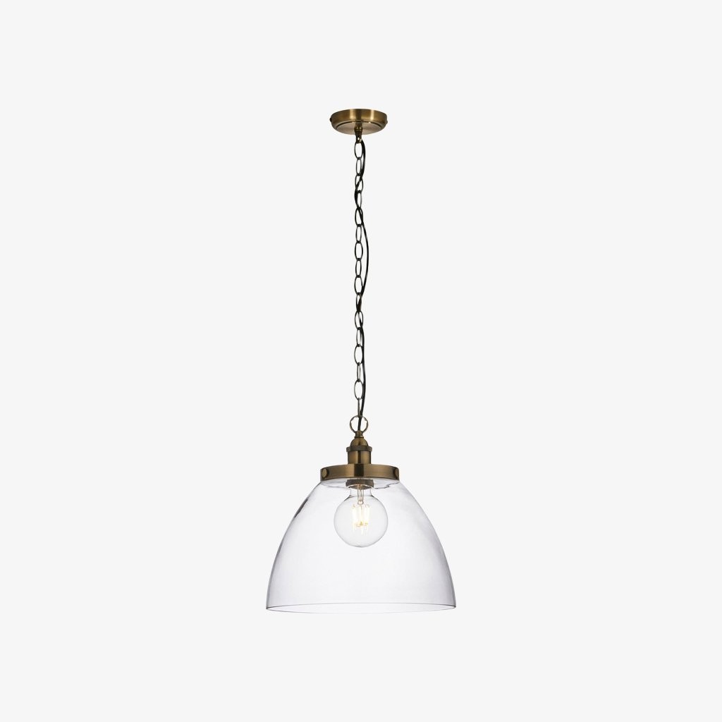 Novera Art Deco Dome Adjustable Height Glass Shade Pendant Light for Living Room K1980