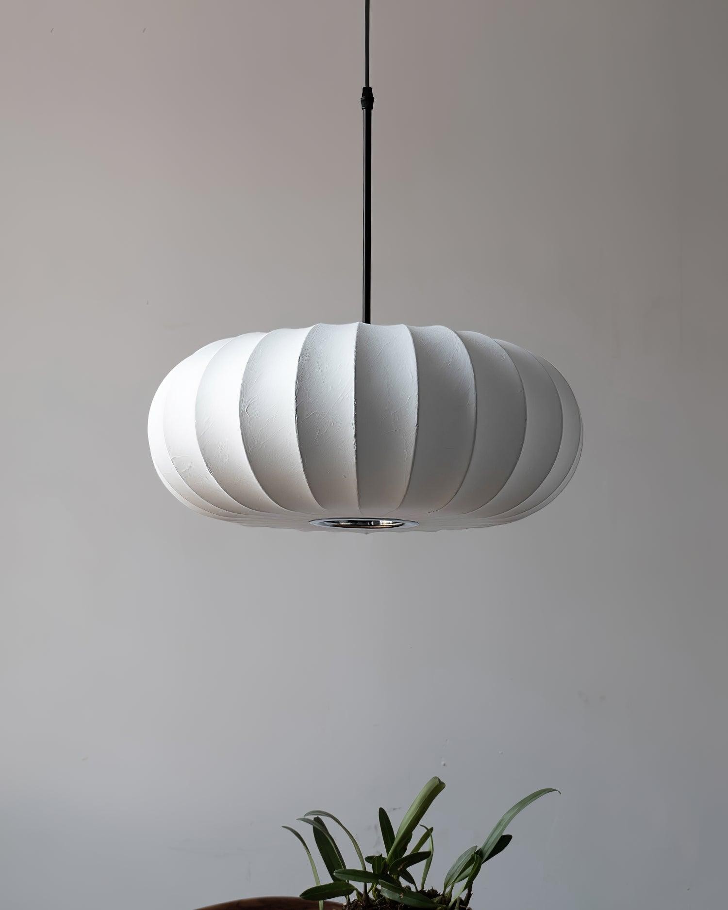 Simple Wabi-sabi White Lantern Fabric Pendant Lamp K744