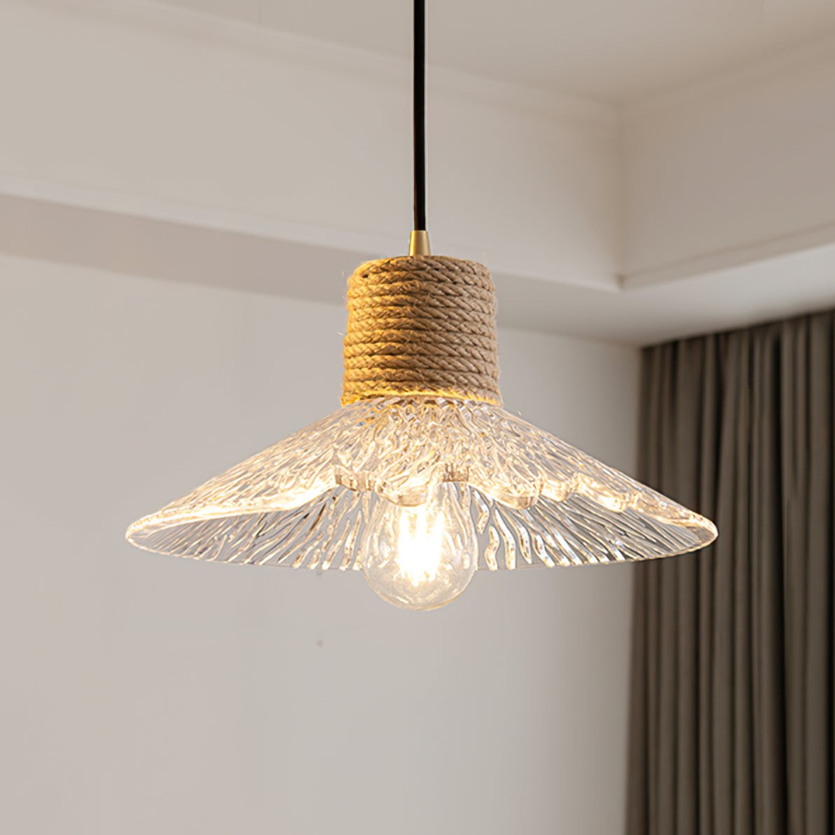 Hemp Rope Glass Pendant Lamp K1031