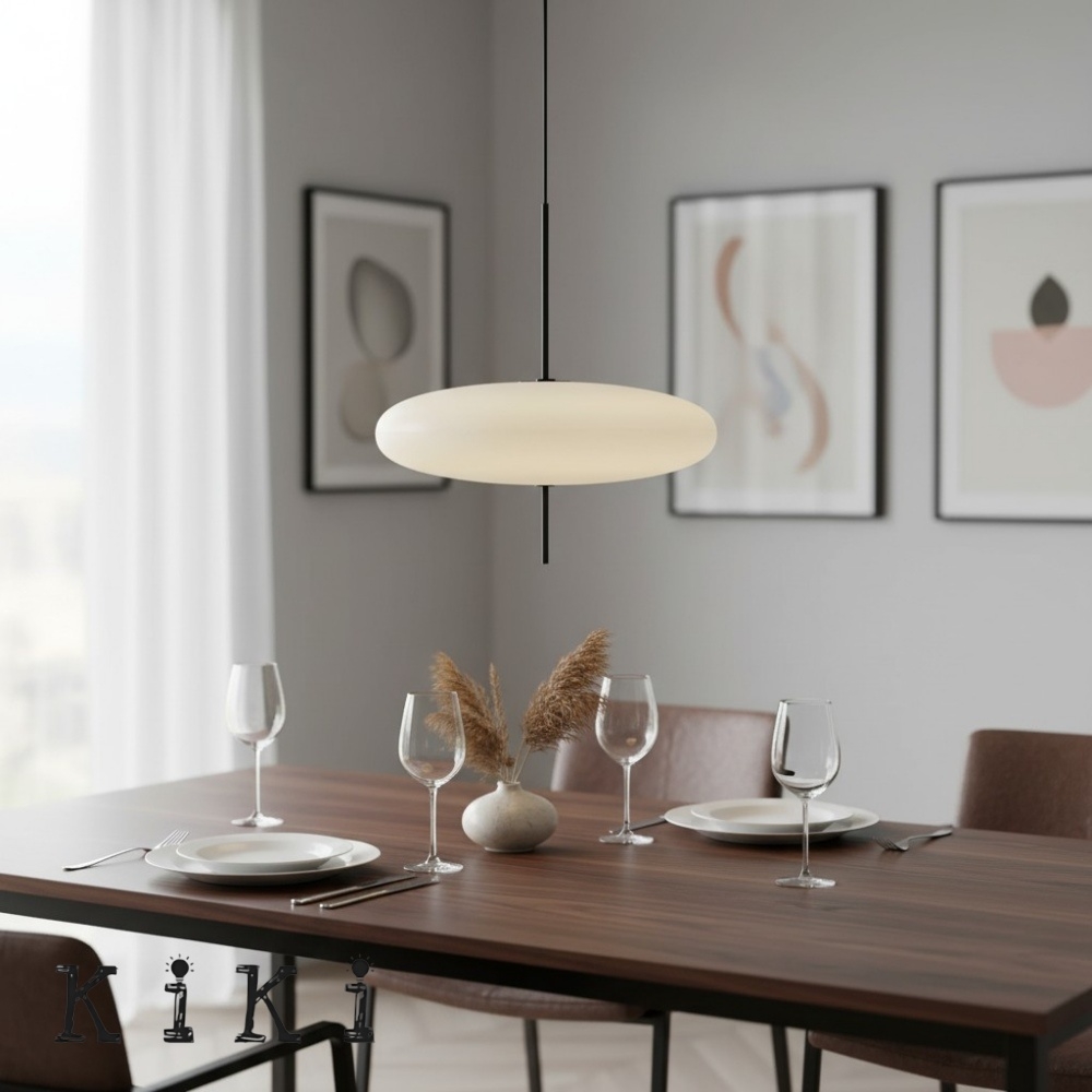 Minimalist Model 2065 Pendant Lamp - Oval Acrylic Lighting for Dining Room and Living Spaces