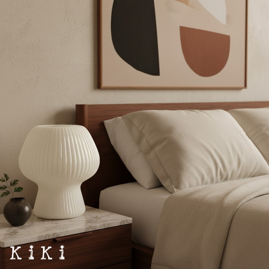 Nera Ribbed Glass Lantern Table Lamp - Retro Design for Bedroom and Living Spaces K2203