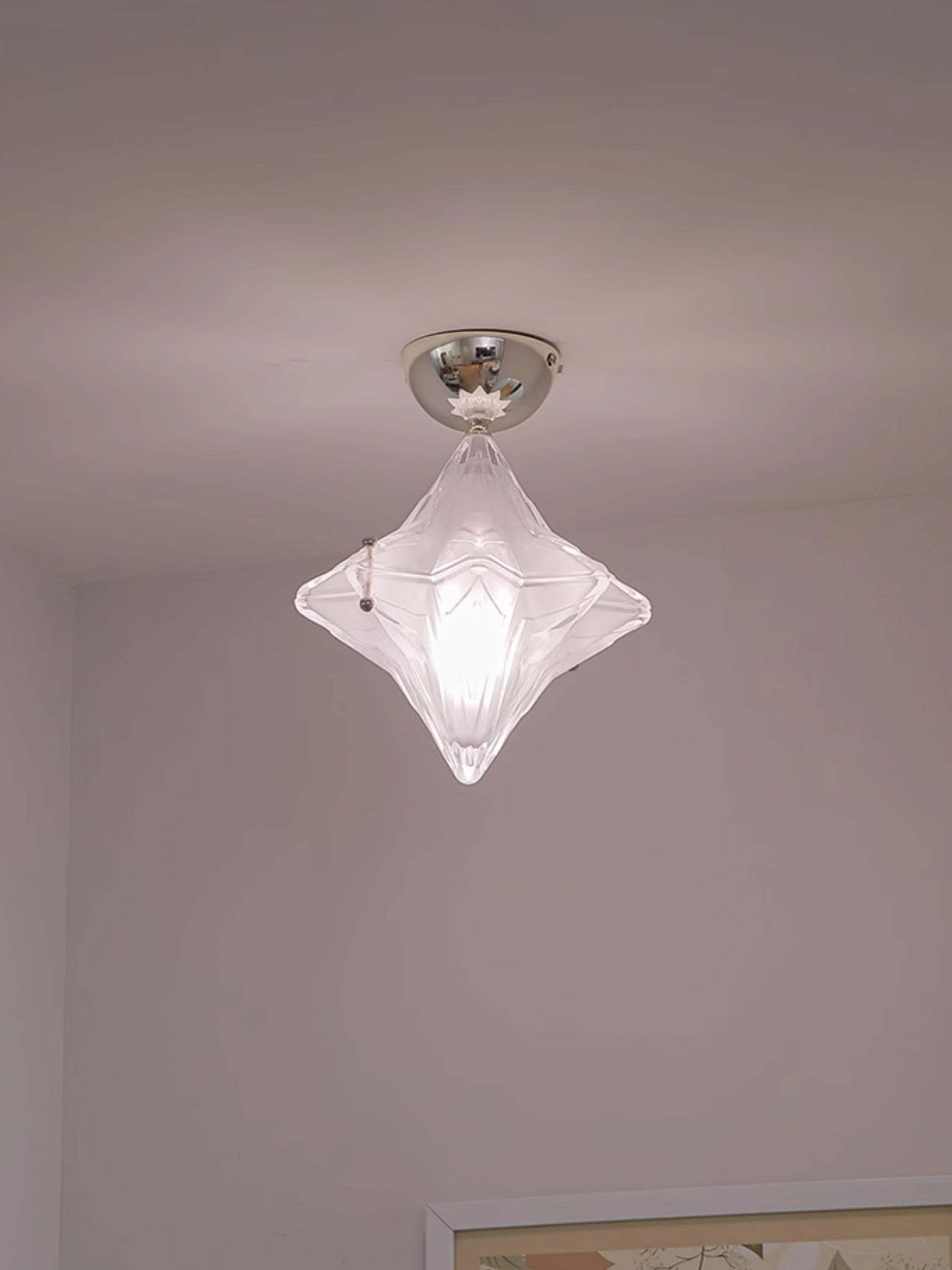 Art Deco Star Ceiling Lamp - Frosted Glass Fixture for Hallway & Entryway - Astris Ceres K1582