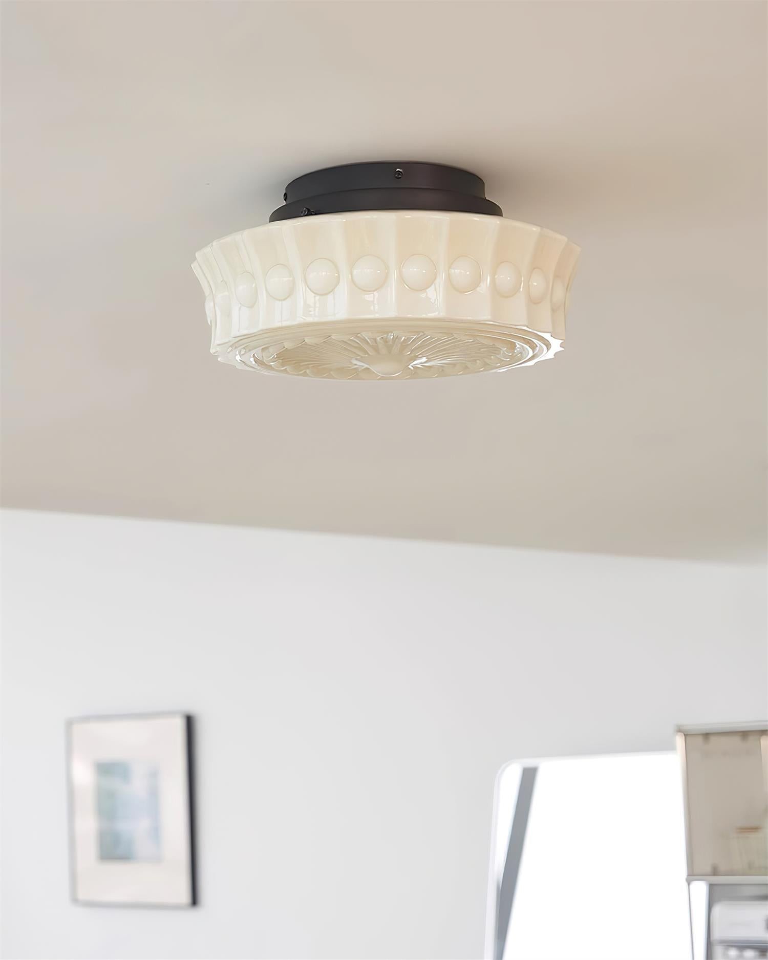 Rigidus French Vintage Glass Cream Style Ceiling Light K431