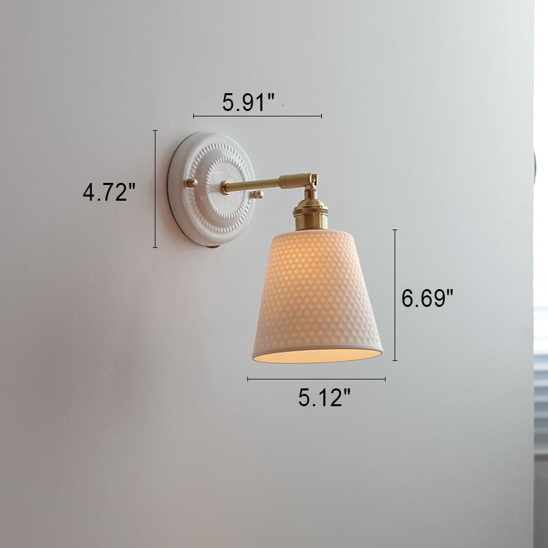 Vintage Japanese Ceramic Brass 1-Light Wall Sconce Lamp K1284