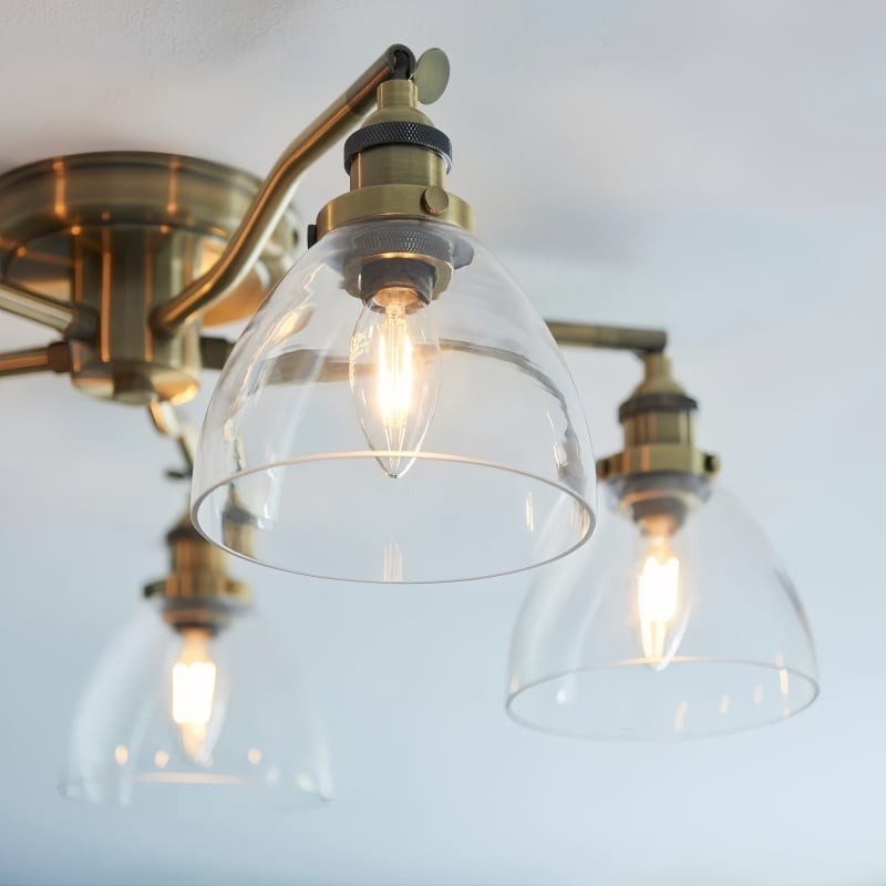 Novera Vintage-Inspired Semi-Flush Ceiling Fixture with Curved Arms for Living Spaces K2011
