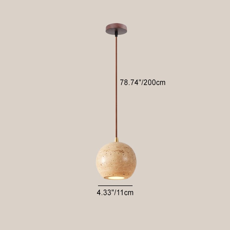 Traditional Japanese Travertine Wood Pendant Lamp K723