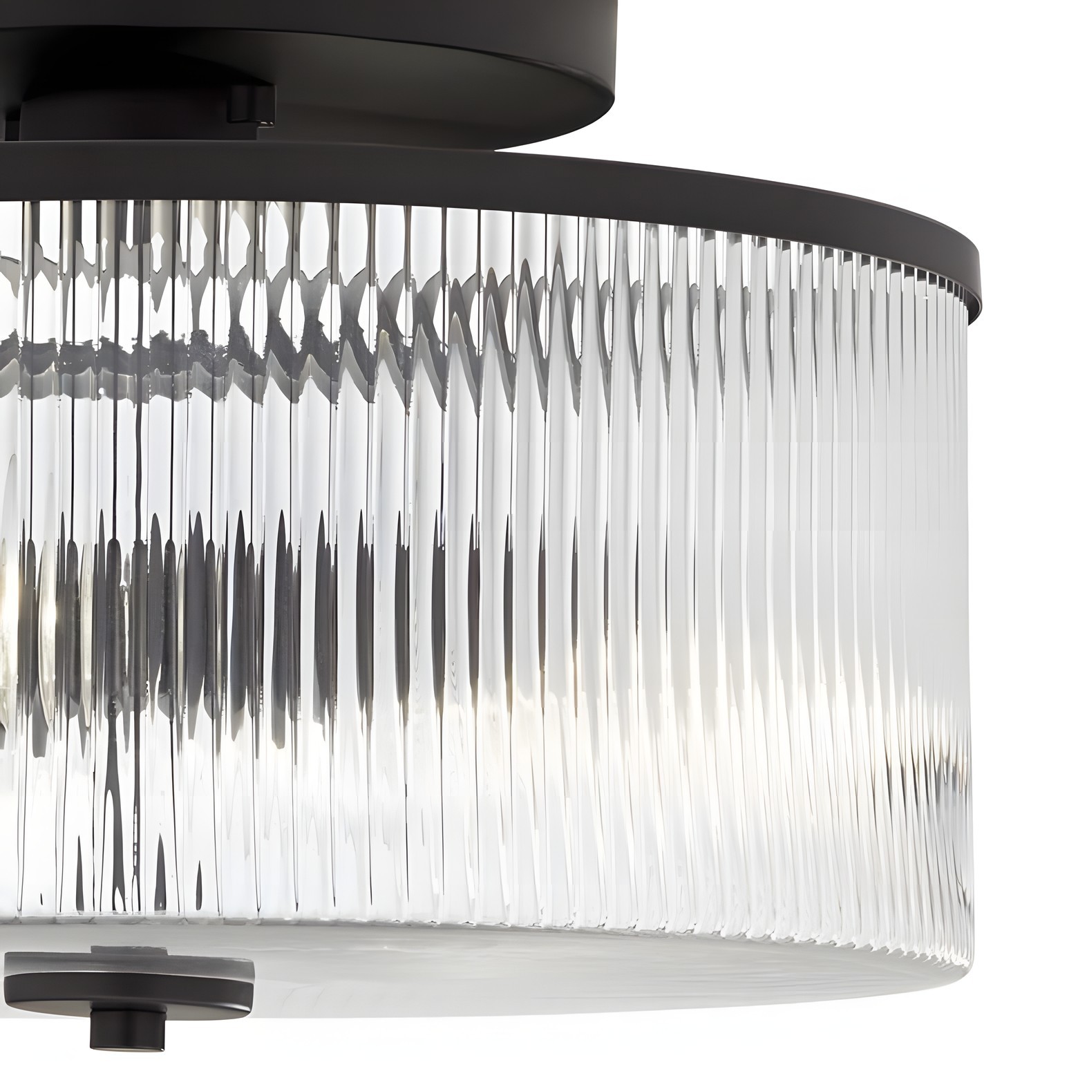 Claude Farmhouse Striped Glass Drum Ceiling Light K919