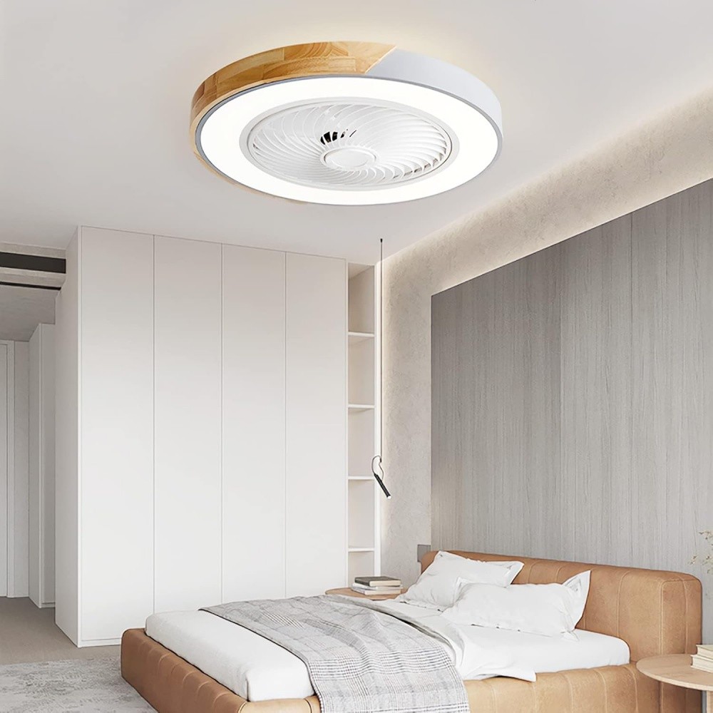 Scandinavian Wooden Round Led Ceiling Fan Light K1110