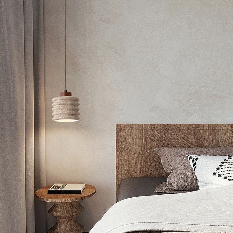 Traditional Retro Cylindrical Solid Wood Pendant Lamp K724