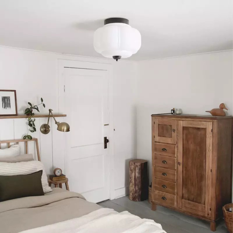 Eloise Retro Milk Glass Semi Flush Mount Ceiling Light K868