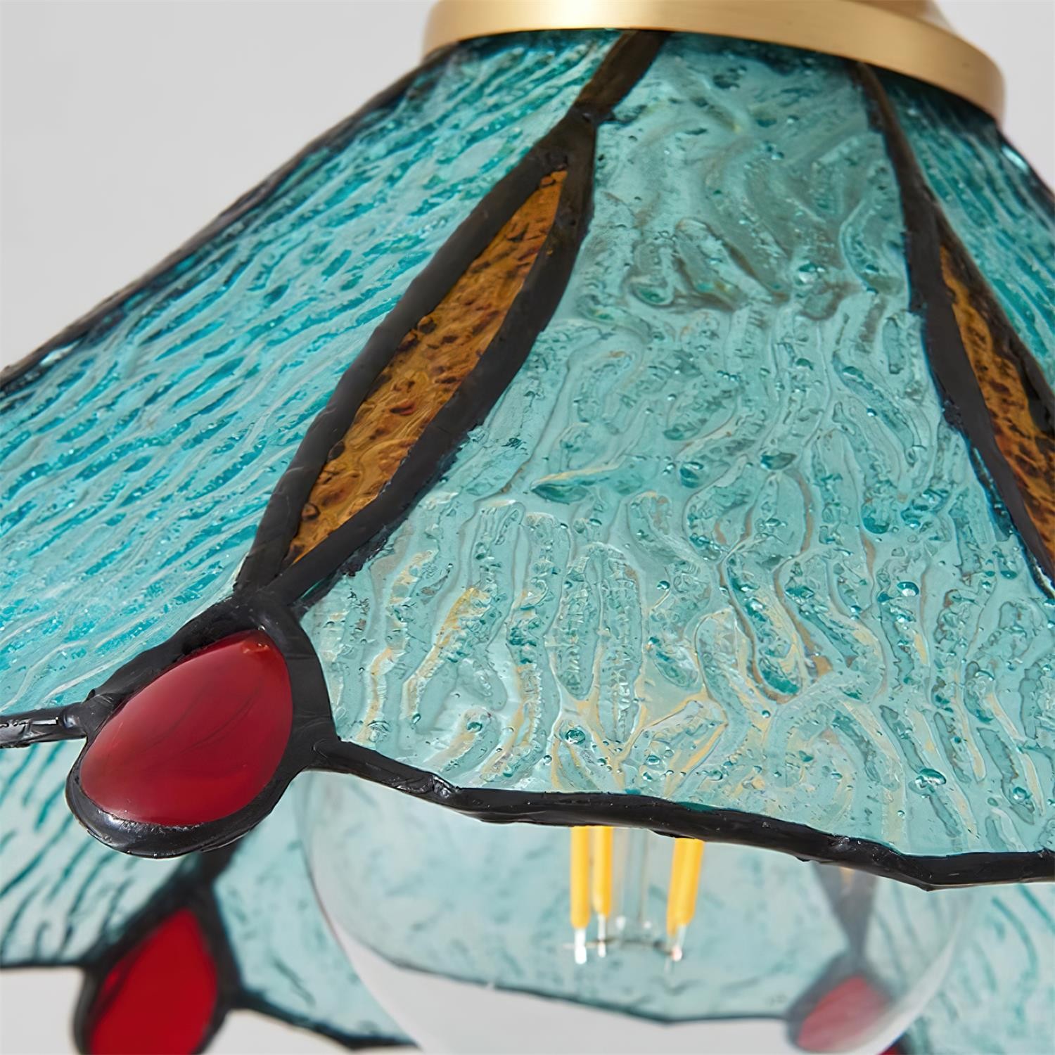 Vintage Tiffany Stanied Glass Pendant Lamp K624