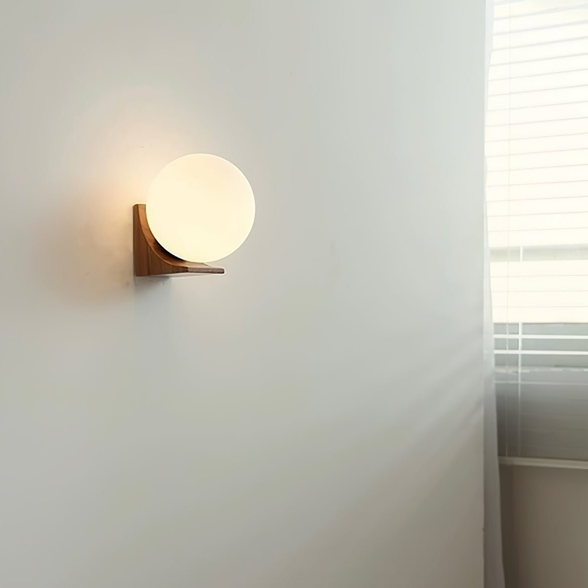 Minimalist Wooden Geometric Bracket Glass Globe Wall Lamp K374