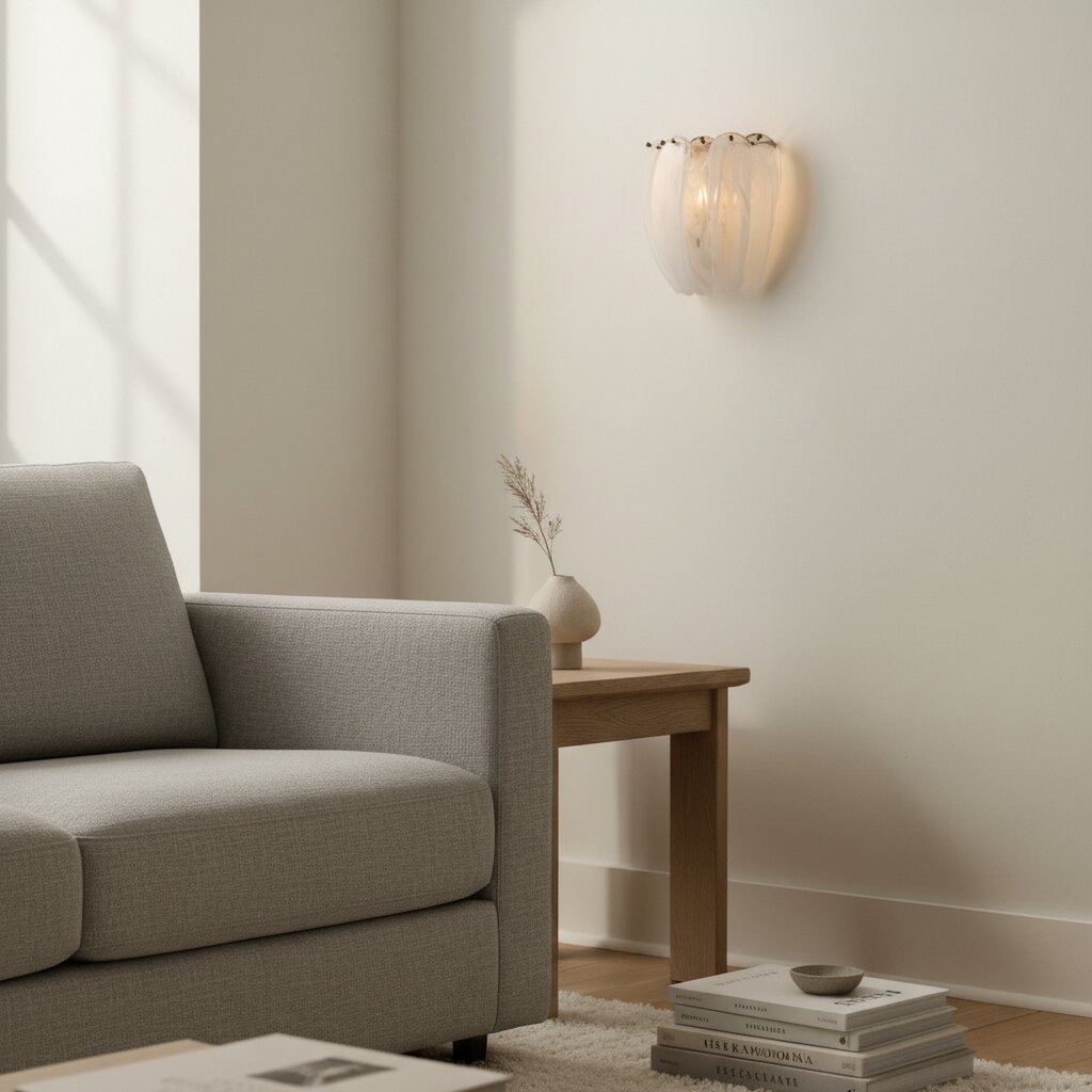 Velora Feather Glass Wall Sconce - Alabaster Style Shade Wall Light for Hallway K2358