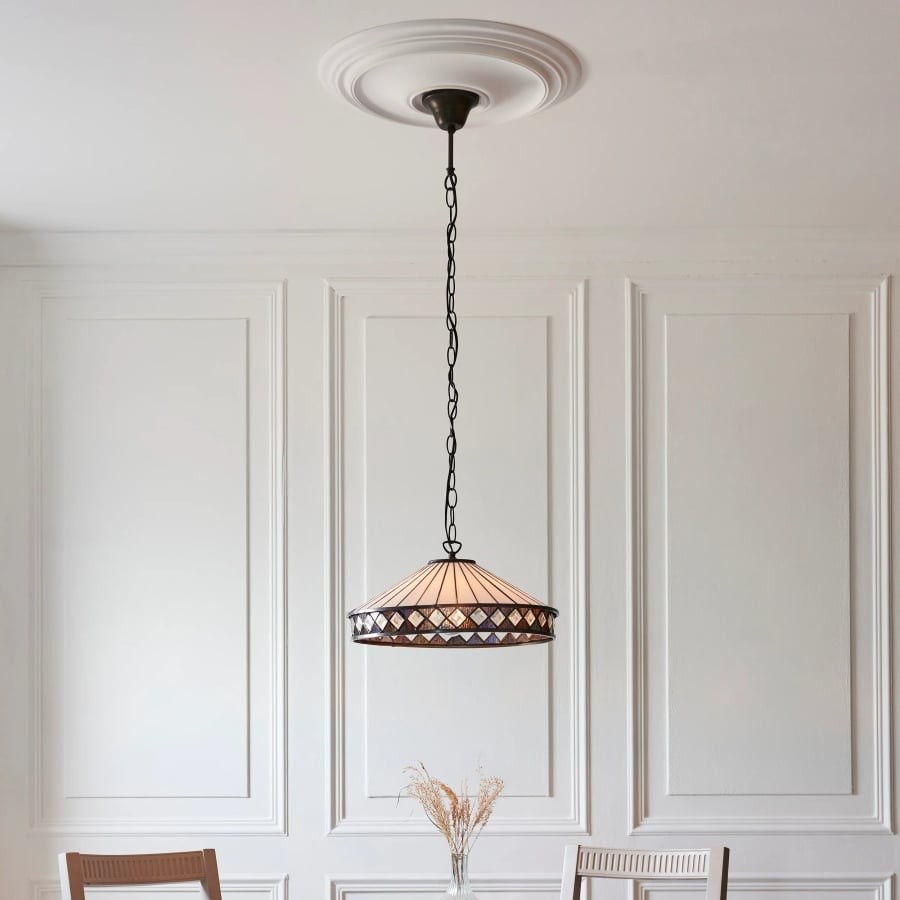 TF Fargo Pendant Light - Tiffany Style Lighting with an Art Deco Shade and Adjustable Chain K1938