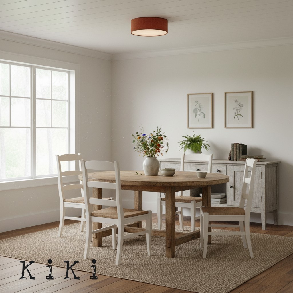 Dumora Elegant Linen Drum Flushmount – Modern Ceiling Light for Every Room K1289