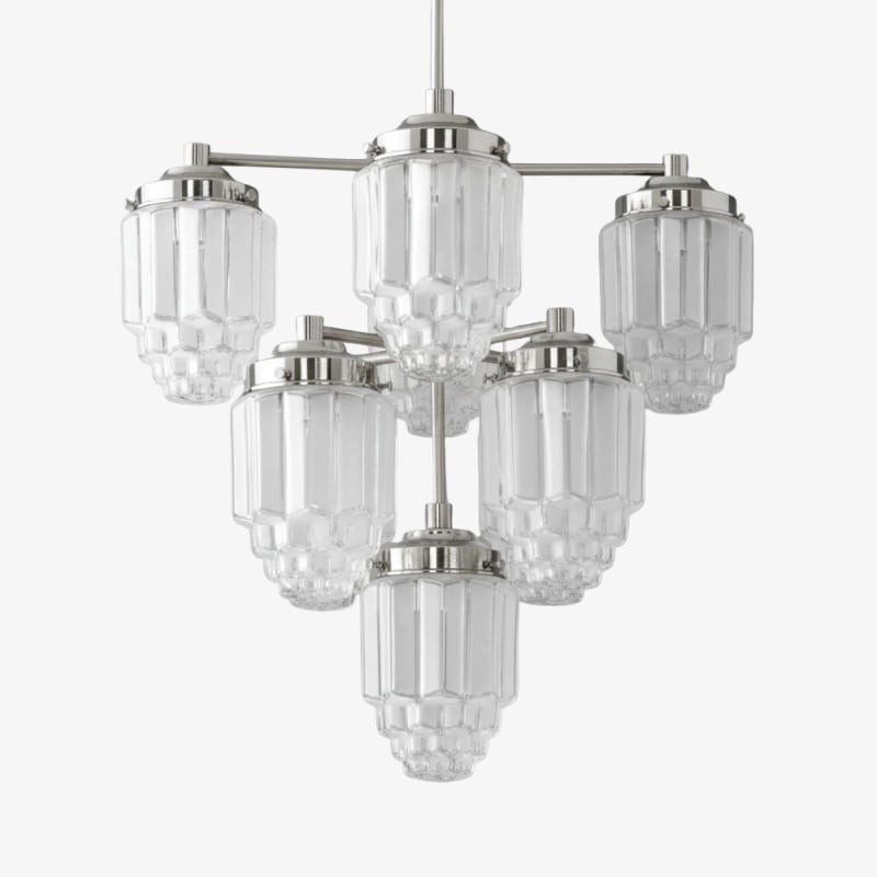 Tierlux Glass Textured Brass Chandelier – Timeless Lighting with Style K1500