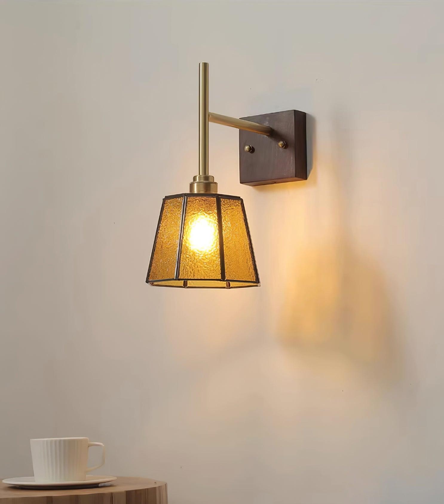 Vintage Brass Walnut Wall Lamp K754