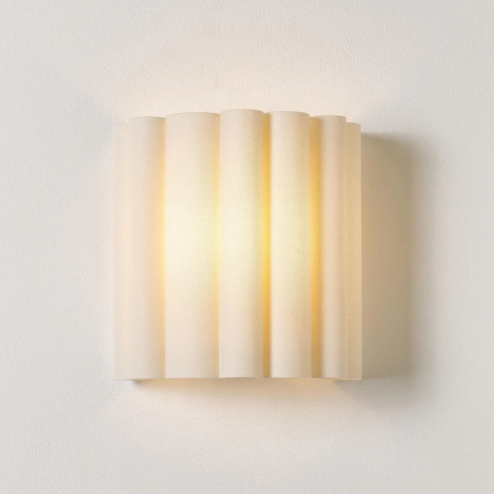 Velura Linen Fold Wall Sconce - Fabric Soft Pleated Design Ambient Lighting for Bedroom or Hallway K1761