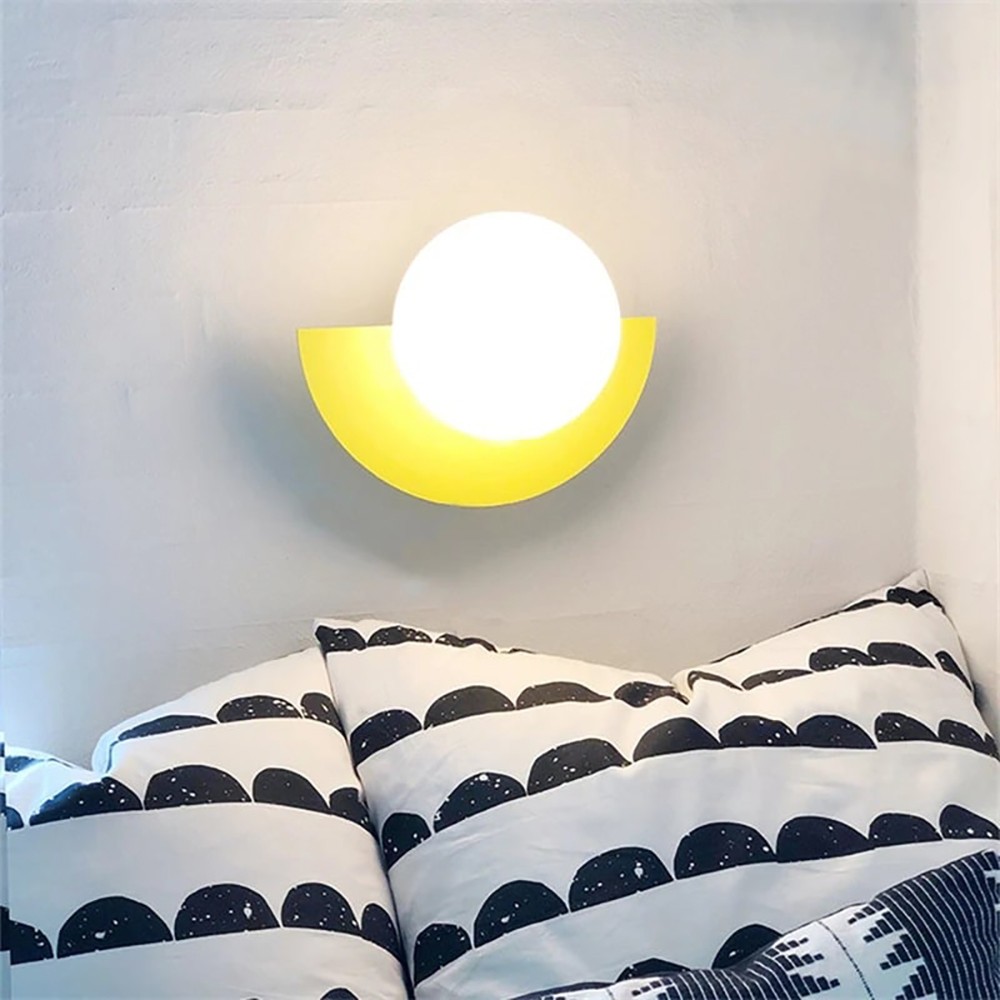 Nordic Candy Glass Orb Wall Lamp - Modern Colorful Sconce for Bedroom and Living Room K167
