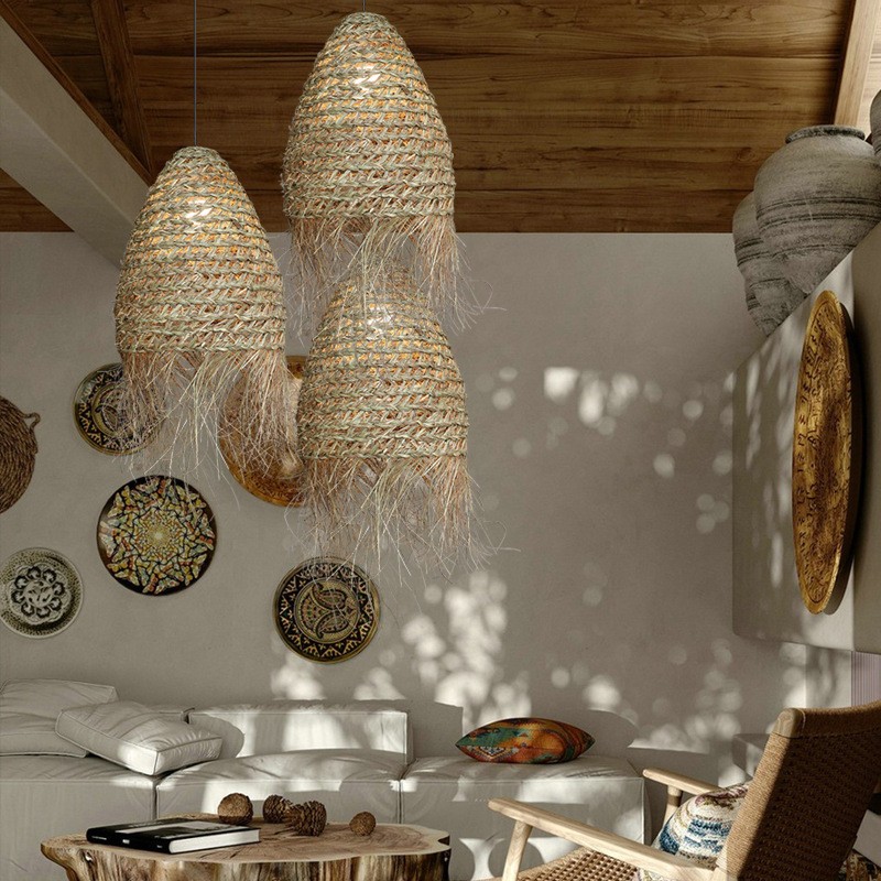 Farmhouse Creative Rattan Woven Pendant Lamp K213