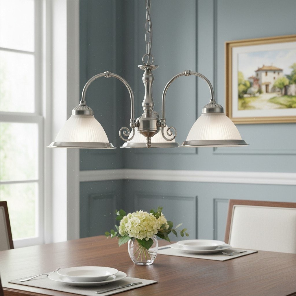 TF Vintora Ribbed Glass Pendant Light - Elegant Metal Trim for Kitchens, Dining Areas and Hallways K1994