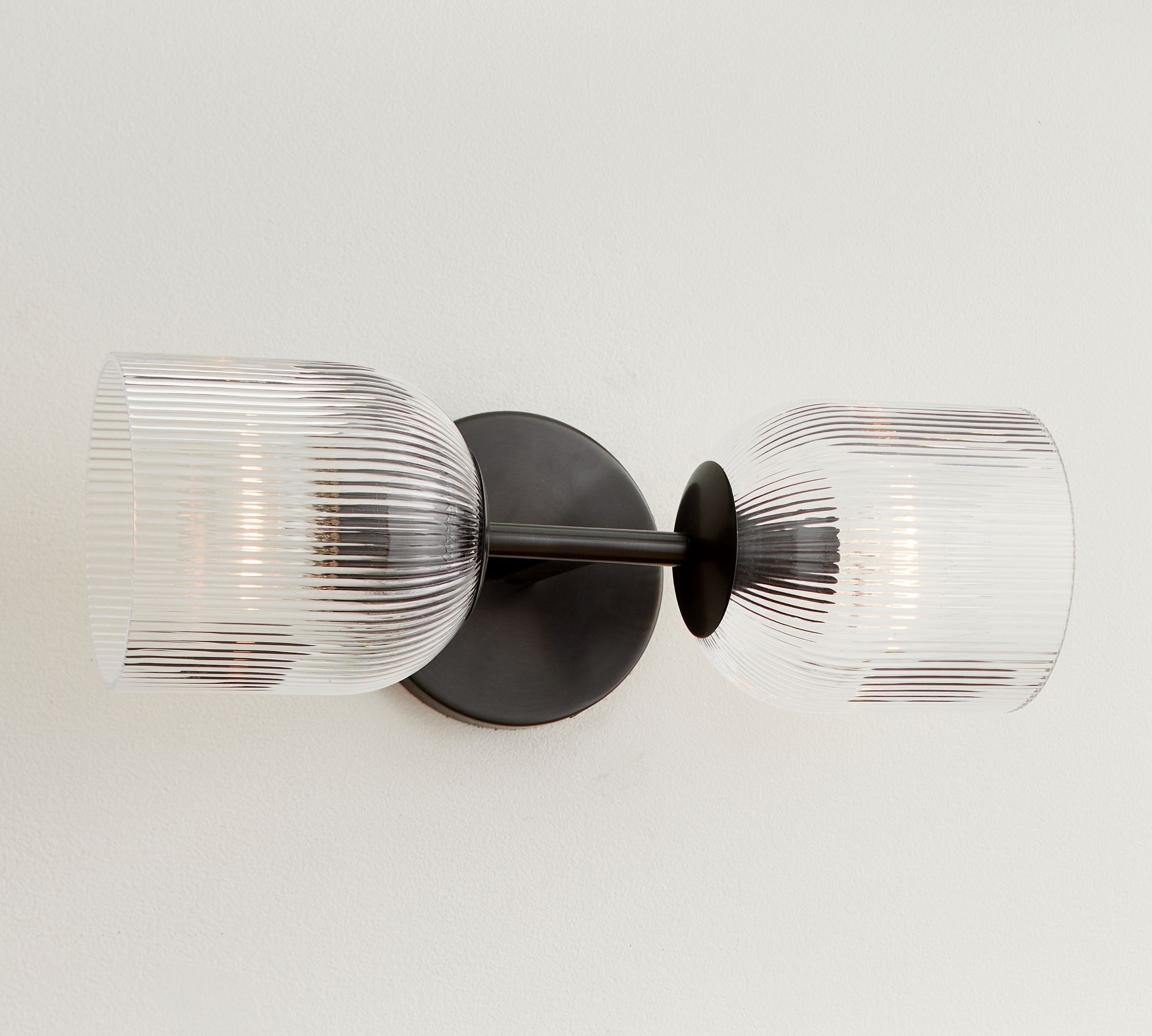 Bravira Ribbed Glass Wall Sconce - Wall Light for Living Room and Hallway K1326