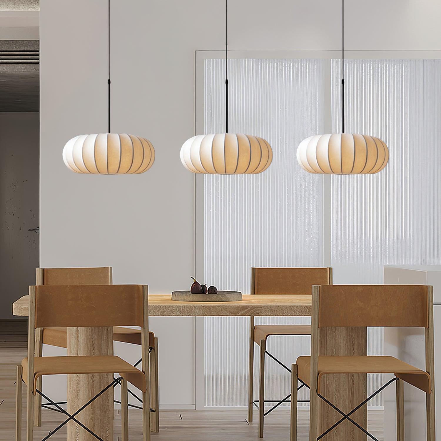 Simple Wabi-sabi White Lantern Fabric Pendant Lamp K744