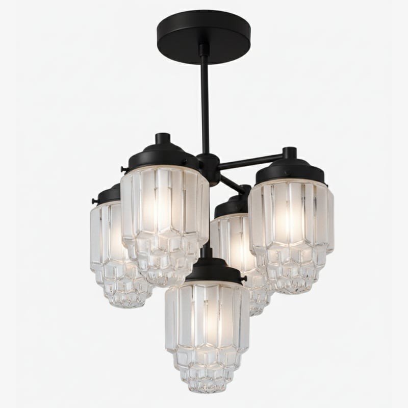 Tierlux Glass Chandelier – Vintage Brass Globe Lighting Fixture K1492